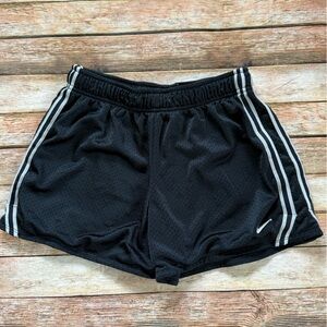 Nike Black Girls Athletic Shorts with Gray Stripes